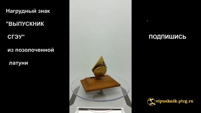 №1905 Именной нагрудный знак "ВЫПУСКНИК СГЭУ" с красным дипломом из позолоченной латуни. смотреть онлайн
