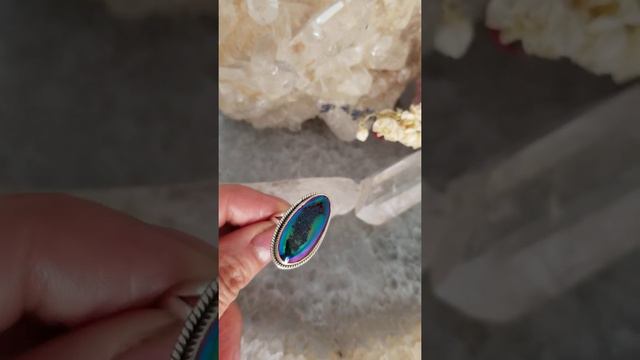 Rainbow Titanium Druzy Silver Ring Size 6 смотреть онлайн