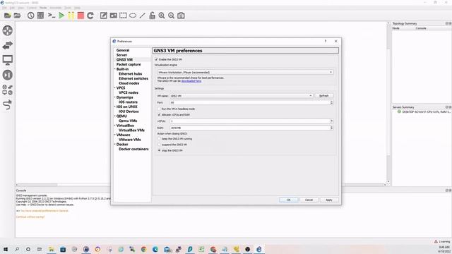 GNS3 Initial Configuration and deploying the GNS3 VM смотреть онлайн