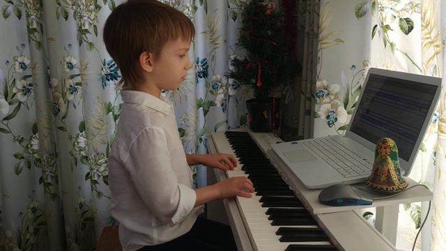 Soft Mozart Winter Recital 2020-2021 Vasya (7) plays Франц Грубер "Тихая ночь" смотреть онлайн