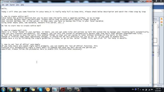 Lotus Notes Training_How To Setup Automatic Out of Office Reply, Archive Mail, Create Mail Rule смотреть онлайн