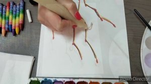 Рисуем вербу с детьми  Поэтапно.  акварель и восковые мелки.