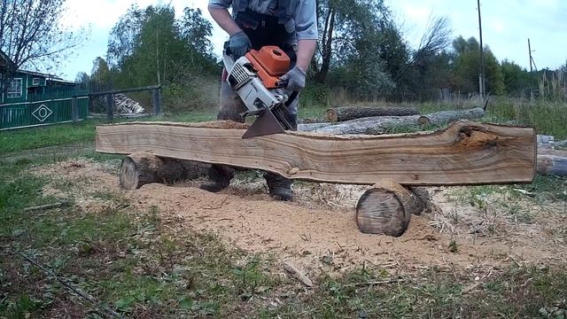 STIHL MS760 | Распиливаю большое бревно вдоль смотреть онлайн