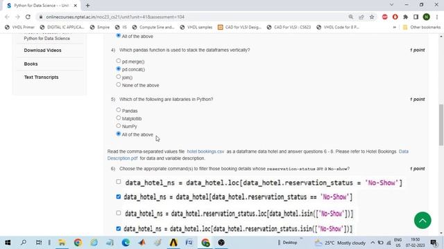 NPTEL/ SWAYAM course on Python for Data Science Assignment 3 Answers during January 2023 смотреть онлайн