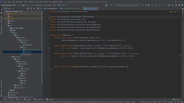 Minecraft Modding 1.18.1 with Forge | CREATIVE MODE TAB