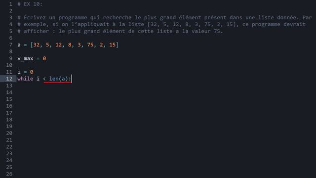 Exercice Python - Ex: 10 (Chercher l'élément le plus grand dans une liste ) смотреть онлайн