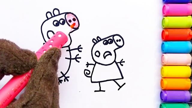 Heo Peppa Pig Cho Drawing Colouring ? for kids and toddlers Easy Drawing Colourful drawing for kids смотреть онлайн