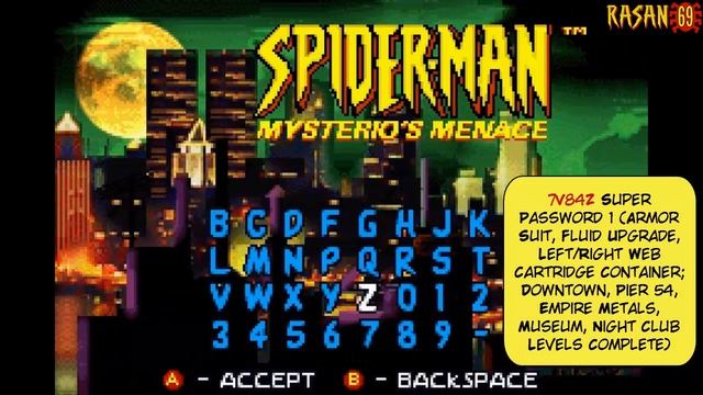 Spider-Man - Mysterio's Menace (GBA) PASSWORDS