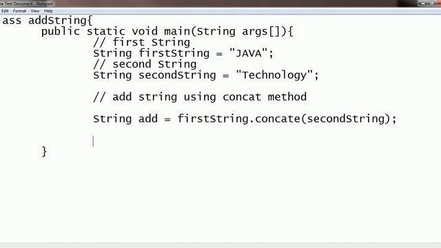 Add two String using two ways , concat() method and using + in java смотреть онлайн