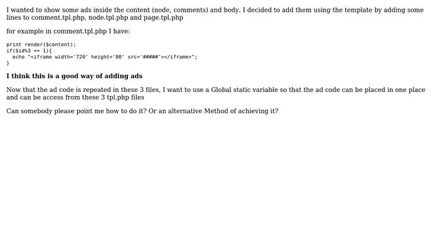 Drupal: global static variable to be accessed in comment.tpl.php, node.tpl.php and in page.tpl.php смотреть онлайн