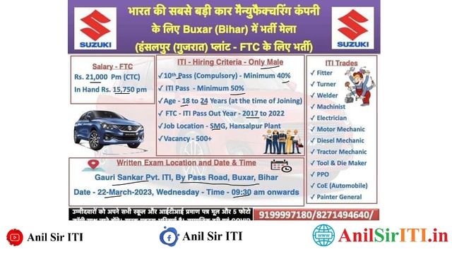 ITI की नई भर्ती |Suzuki Motor ITI Pass latest Vacancy 2023 || Suzuki Motor New Campus Placement 202 смотреть онлайн