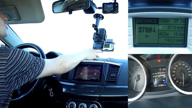 Lancer X 2.0 MT, Evo-cams: реальная динамика 0-100, 0-150, разгон с хода (80-120, 60-100, 30-70) смотреть онлайн