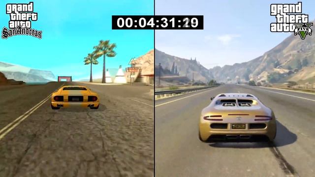 GTA SA vs GTA V: Объехать карту на время. смотреть онлайн