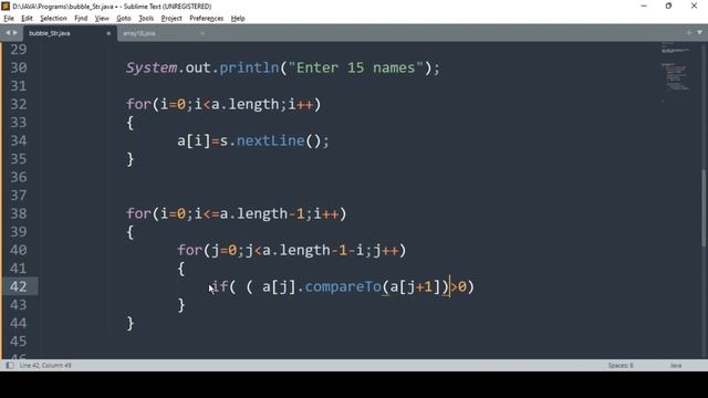Bubble Sort for Strings/Names||Arrays in JAVA смотреть онлайн