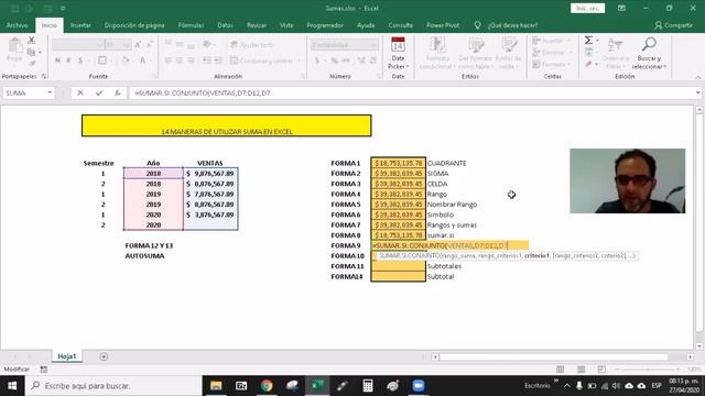 14 HERRAMIENTAS PARA SUMAR, EXCEL BASICO - INTERMEDIO смотреть онлайн