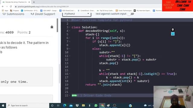 INFYTQ HANDS ON CODING | DECODE THE STRING | GFG | LEETCODE смотреть онлайн