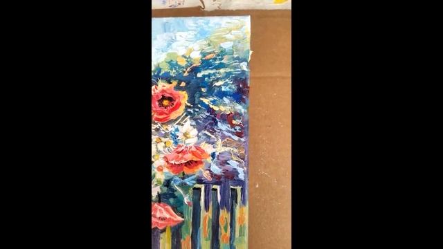 Картина Букет с маками и ромашками Цветы масло 20*30 см. смотреть онлайн