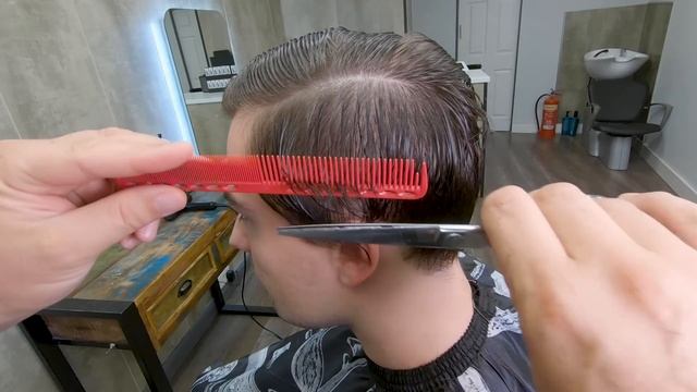 How to CUT MENS HAIR with SCISSORS | Medium Length Middle Part | Step by Step Tutorial смотреть онлайн