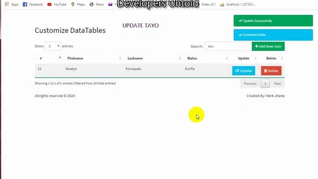 Customize Datatables using Jquery Ajax PHP JS w/ Notification Popup Alert PART 2 смотреть онлайн