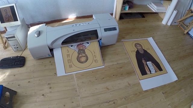 Нам пожертвовали здоровенный принтер. Печатаем иконы для иконостаса. смотреть онлайн