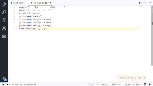 Solve problem with spaces using strip method : Python tutorial 33 смотреть онлайн
