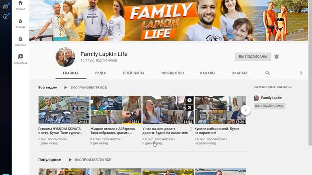 ютуберша Family Lapkin Life