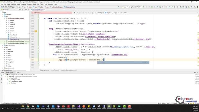 Kotlin Android Tutorial - New Eat It part 58 Show directions from Shipper to Order's location смотреть онлайн