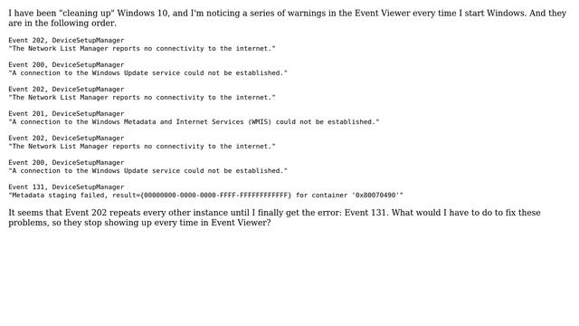 A series of DeviceSetupManager warnings in Windows 10 event logs смотреть онлайн