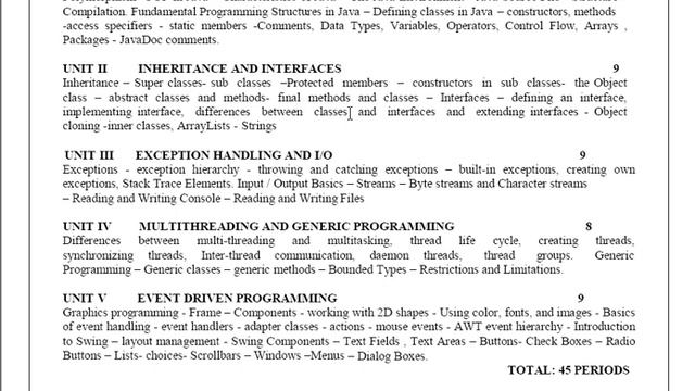 CS8392 OBJECT ORIENTED PROGRAMMING SYLLABUS смотреть онлайн