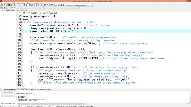 Dynamically allocated arrays lesson. C++ programming. смотреть онлайн