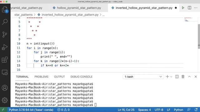 Code 123: Inverted Hollow Pyramid Star Pattern | Star patterns using Python | 365 days of Code смотреть онлайн