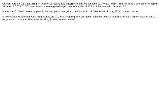 Databases: Is Oracle 12.2 backward compatible with Oracle 12.1 смотреть онлайн