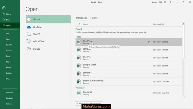 How to Open Recent Files in Excel- Open Recent Files in Excel Tutorial in Hindi смотреть онлайн