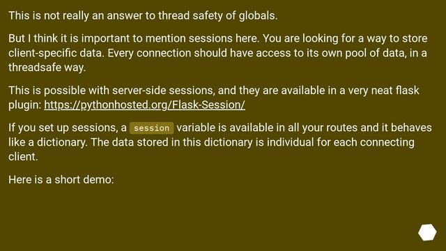 Are global variables thread-safe in Flask? How do I share data between requests? смотреть онлайн