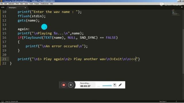 Make a wav player | C Programming смотреть онлайн