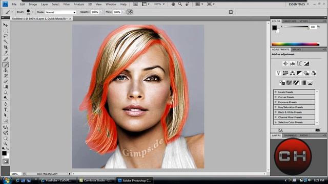 Change Hair Color - Photoshop CS4 смотреть онлайн