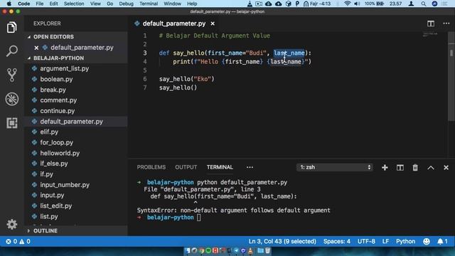 Pemrograman Python untuk Pemula - 31 Default Argument Value смотреть онлайн