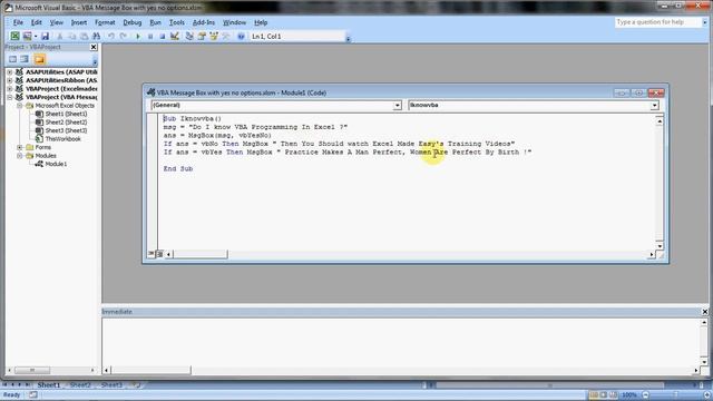VBA : VBA Code For Creating a Message Box In Excel With Yes/ No Options (English) смотреть онлайн