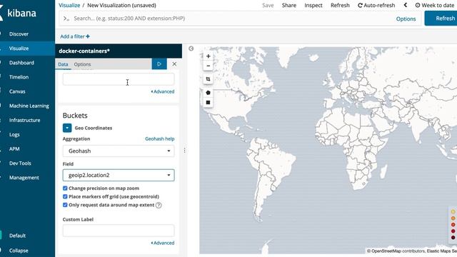 Creating a Coordinate Map visualization in Kibana for GeoIP data of HTTP clients смотреть онлайн