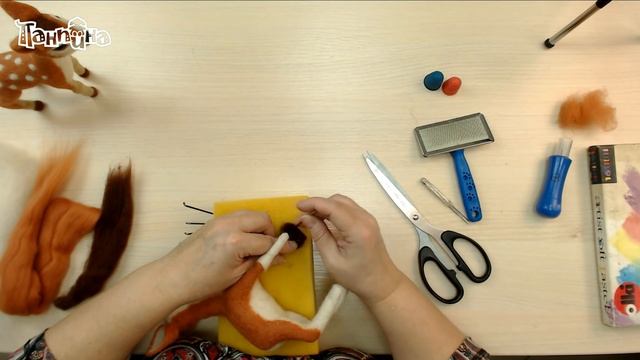 Часть 3. Олененок на каркасе в технике валяние смотреть онлайн