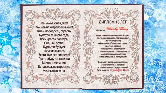 Бесплатный мини-проект "Диплом юбиляра" смотреть онлайн