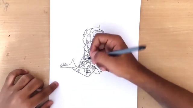 How to draw Albedo from (Genshin Impact).Pencil colour drawing . смотреть онлайн