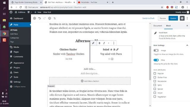 WordPress How to Add Restaurant Menu in Gutenberg Editor смотреть онлайн