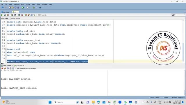 ORACLE | SQL COMMANDS | DML COMMANDS | INSERT | UPDATE | DELETE | INSERT ALL | CONDITIONAL INSERT смотреть онлайн