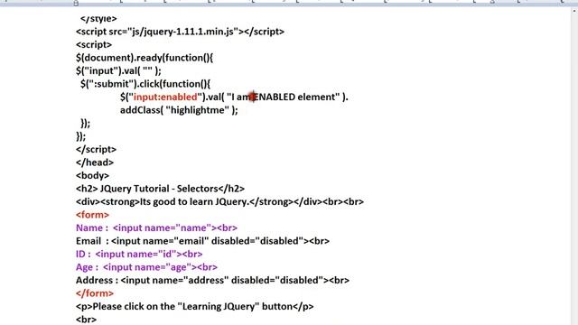 ENABLED SELECTORS IN JQUERY DEMO смотреть онлайн