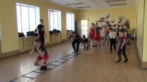 Ногинская Федерация бокса. Тренировка на напольной лестнице.