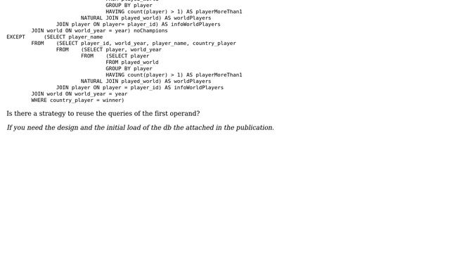 Databases: How to make subtraction without repeating the subqueries? смотреть онлайн
