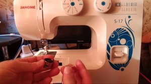 Как заправить нить в швейную машинку Janome-S17 пошагово. Бюджетная швейная машинка.