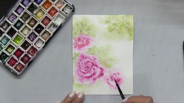 Watercolored Gardenia Wishes Hugs Card смотреть онлайн