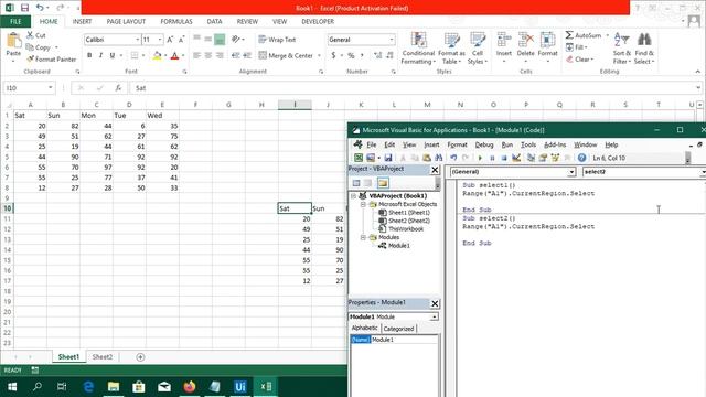 Excel VBA Select range using Current Region смотреть онлайн